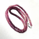 18" Natural Ruby Necklace 3-4mm Shaded Facetted Beads 925 Silver Clasp