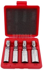 4pc 3/8" DR. Universal Spark Plug Socket Set CR-V Swivel Sockets