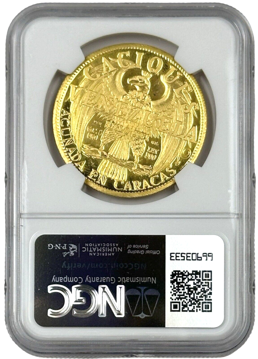 1957 Venezuela 100 Bolivares Chacao 22.2g Gold Caciques MS 62 NGC