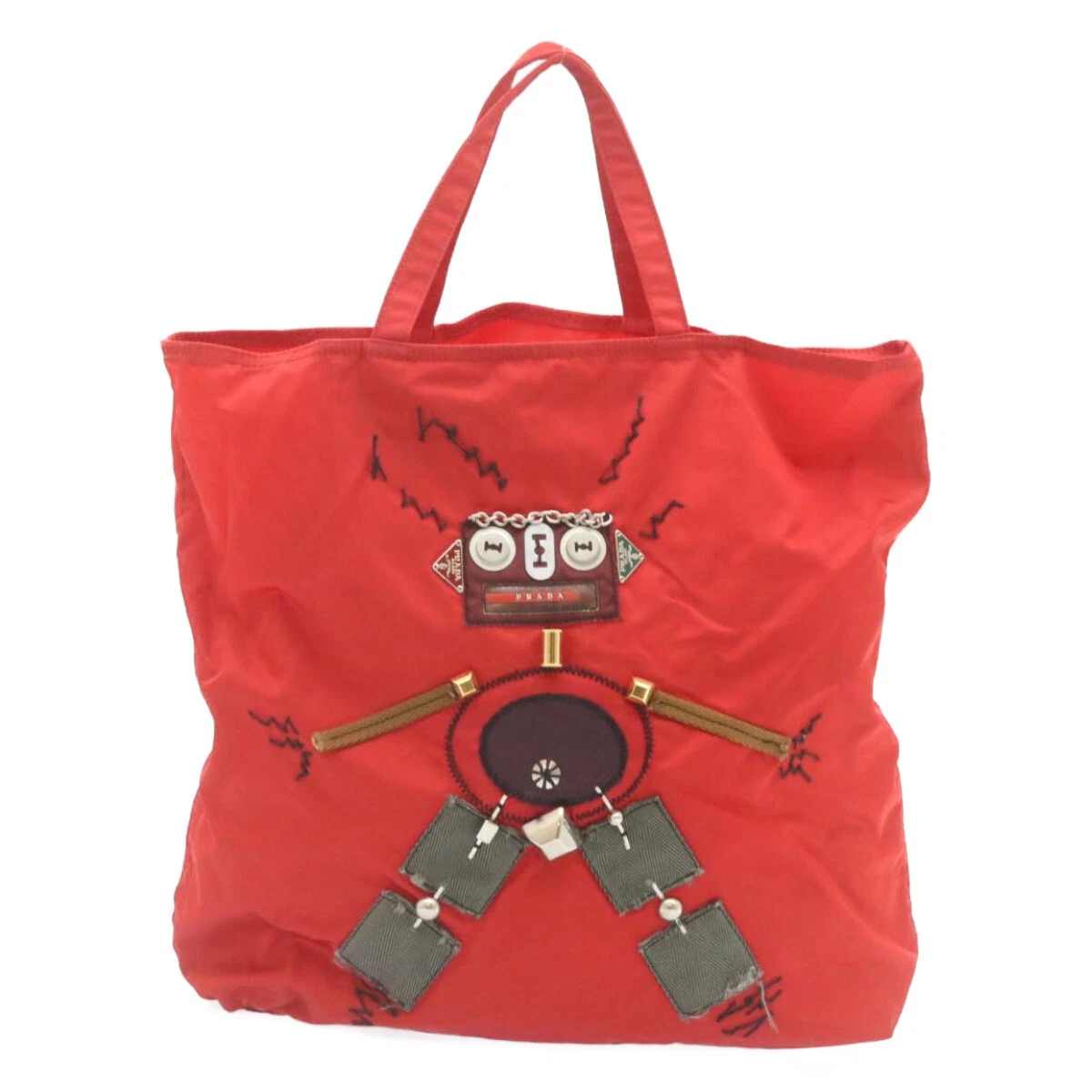 PRADA Tessuto Robot Tote Bag Nylon Red Auth ar6251 | eBay