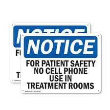 (2 Pack) For Patient Safety No Cell Phone Use In OSHA Notice Sign Decal Metal