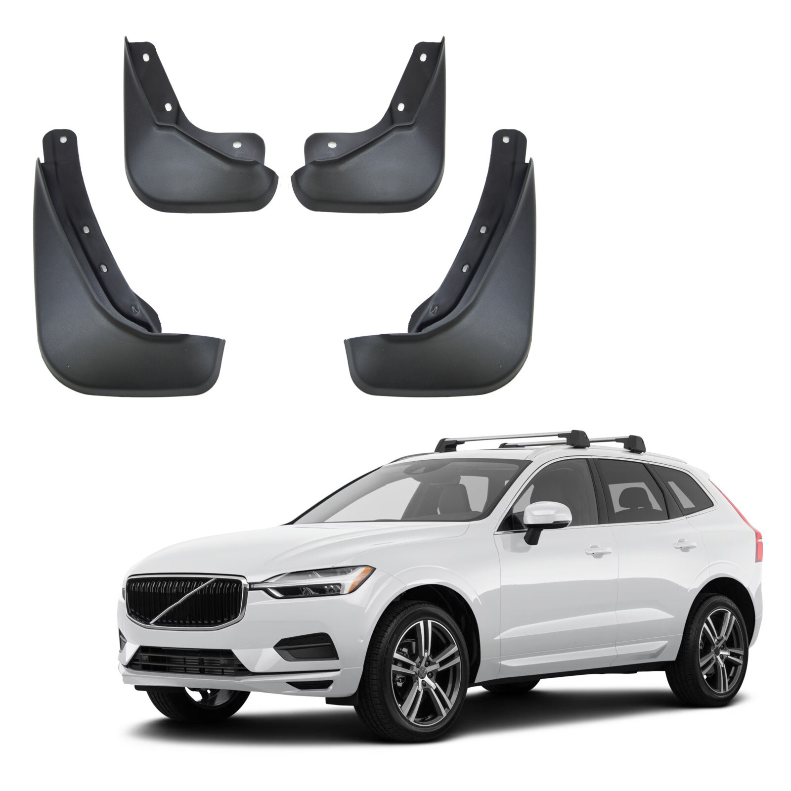 Bavettes garde-boue pour Volvo XC60 2017-Up : lot de 4 pièces de protection en plastique ABS noir