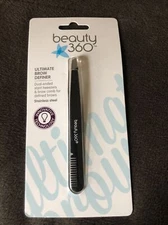 Beauty 360  Eyebrow Tweezers Dual Ended Slant/Brow Comb Hair Removal New