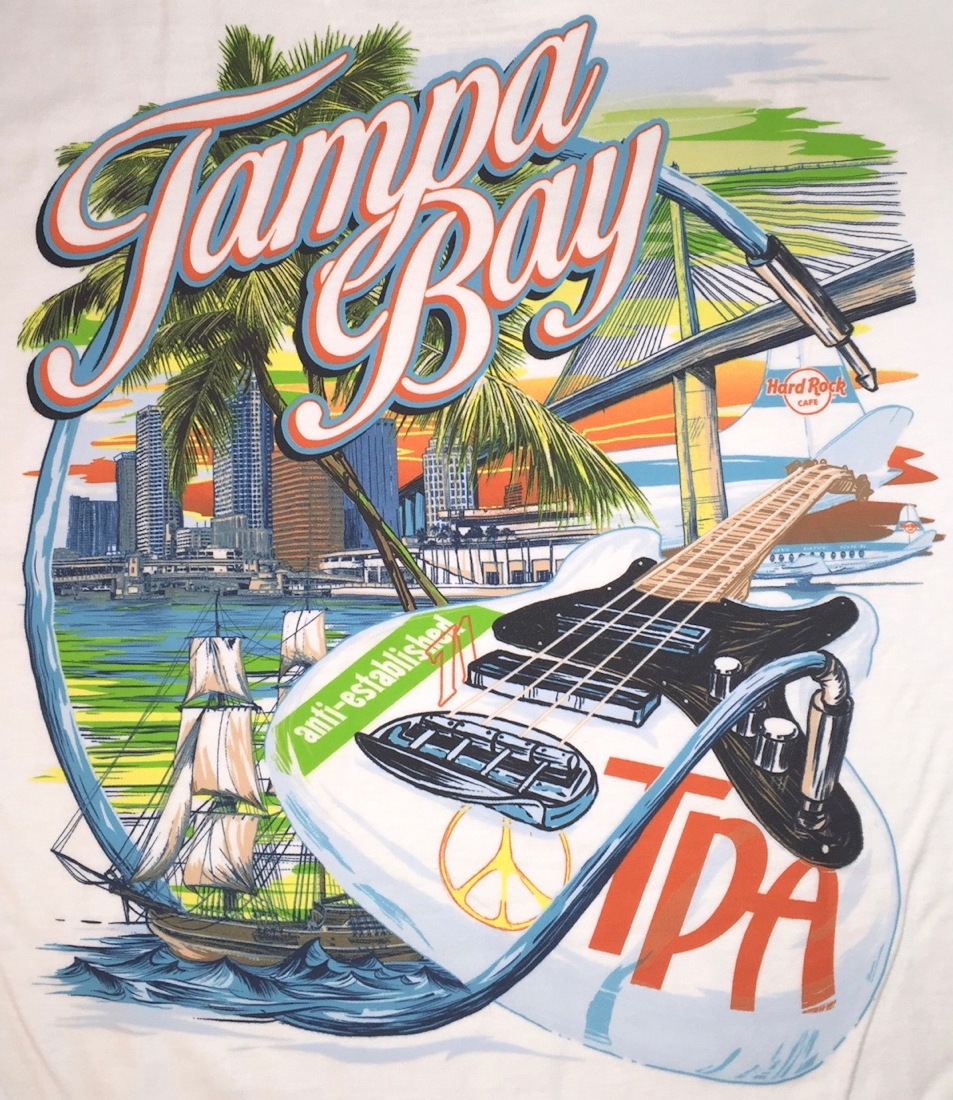 Hard Rock Cafe TAMPA BAY AIRPORT City Tee T-SHIRT 2X XXL Mens