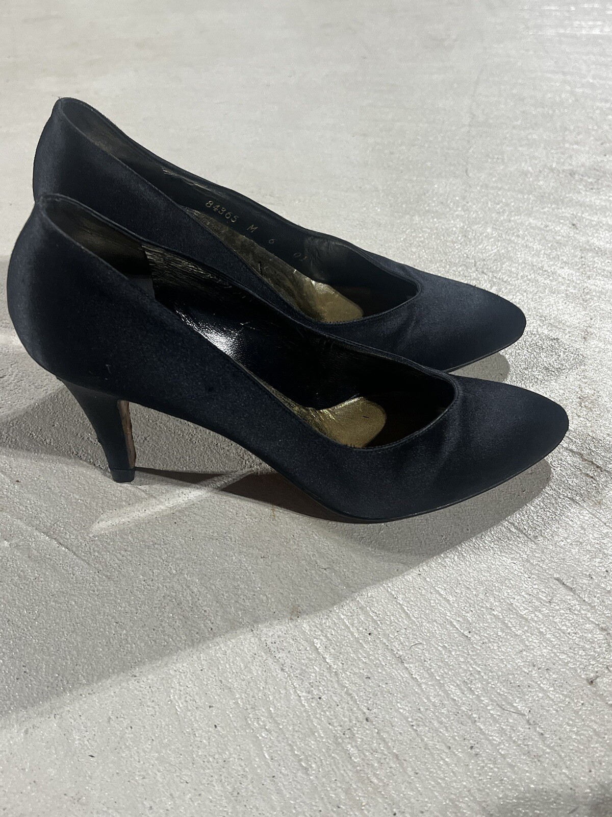 SAINT LAURENT Scarpe VINTAGE YSL 6 Nere Satinato Vero Cuoio Made In Italy Vintage