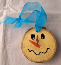 Wooden Snowman Christmas Ornament I 