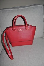 Kate Spade Wellesley Small Camryn Satchel Tote, Lipstick Red, Style WKRU3841