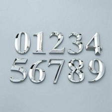 Wall Mailbox Door Numbers Self-Adhesive Chrome Reflective 0-9 Stickers 70mm