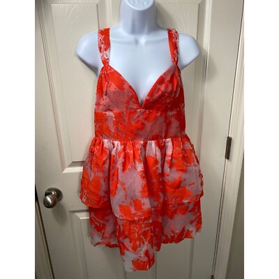 NWT Day + Moon Mini Dress Tiered Ruffle Floral Babydoll Sleeveless  Sz Small