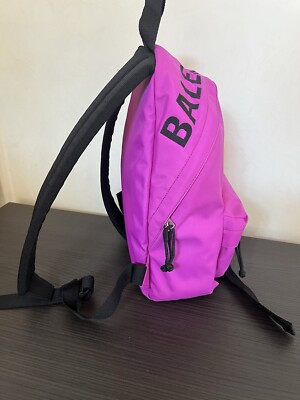Balenciaga Logo Wheel Sport Nylon Pink Fuchsia Black Backpack New