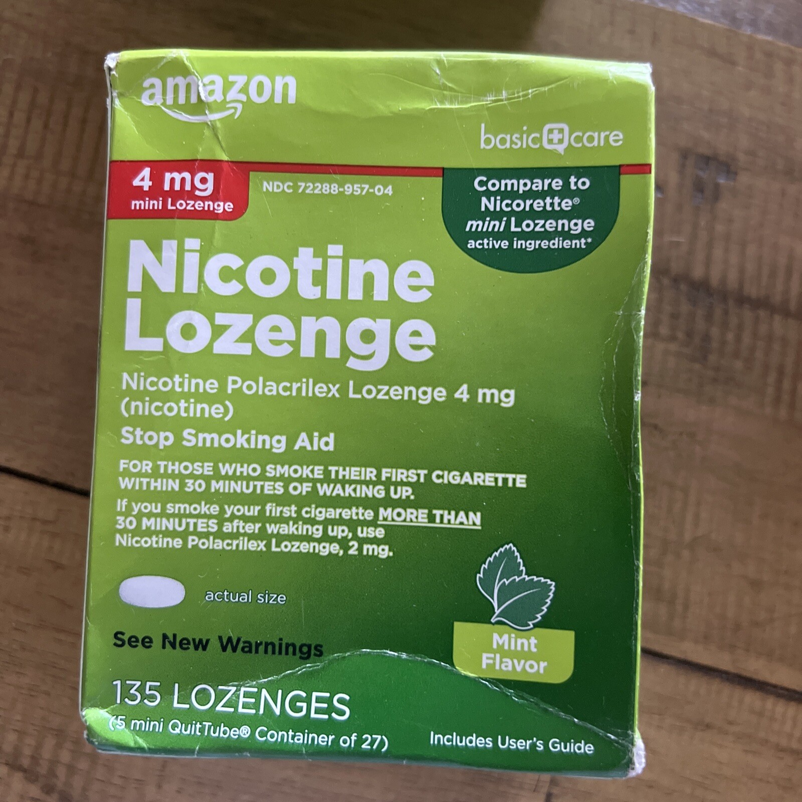 Amazon Basic Care Nicotine Lozenge 4mg Stop Smoking Aid MINT 135 Count