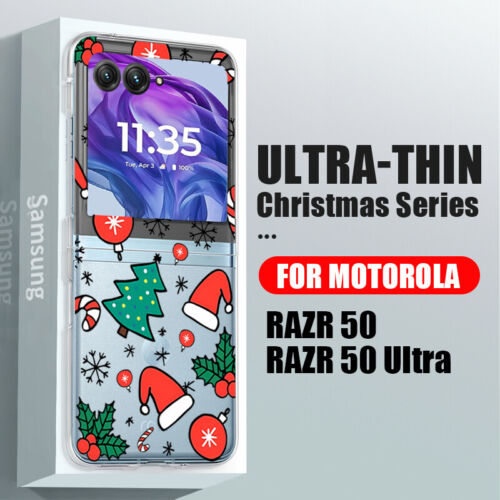 For Motorola Razr 50 40 Ultra Shockproof Christmas Clear Slim Hard PC Case Cover - Picture 14 of 18