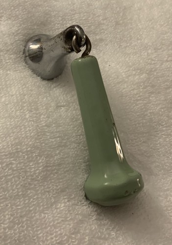 ART DECO antique hardware Stove Parts porcelain jadeite chrome Drop pendant Knob - Picture 3 of 11