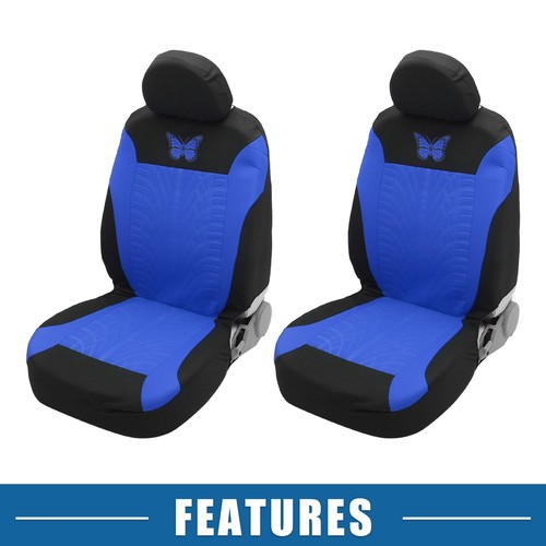 Universal 9 Piece Car Seat Covers Kit SUV Car Interior Butterfly Pattern Blue - Picture 6 of 7