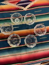 6 Small 1.5" Octagon Clear Crystal Glass Open Salt Cellars Individual Dips Bowls
