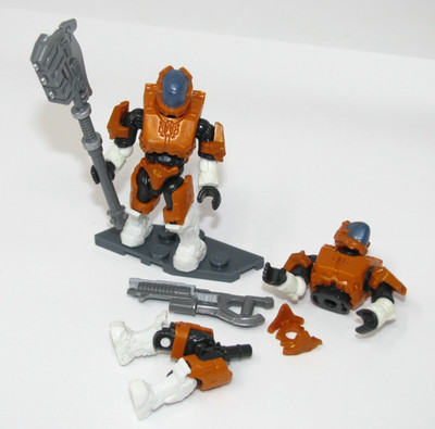 HALO MEGA BLOKS CONSTRUX ORANGE WHITE SPARTAN HERMES MINI FIGURE plus parts