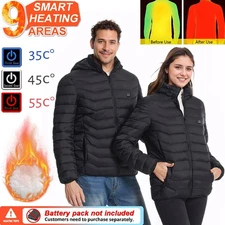 Winter 9 Areas USB Electric Heated Jacket Hooded Men Heating Jackets Warm Coat