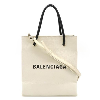 Balenciaga Leather Logo Shopping Tote Xxs Women White One Size | eBay