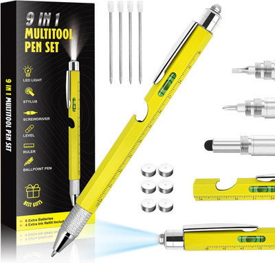 Cool Pen Gifts for Men, 9-in-1 Multi Tool Tech Pen Gadgets Tools for Men, Per...