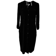 Intermission Shirt Dress Women 12 Black Jersey Roll Tab Pockets Casual Preppy