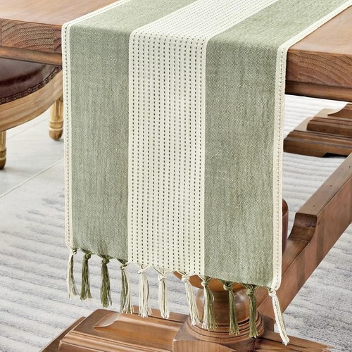 High-Quality 72-Inch Farmhouse Macrame Table Runner for Stylish Dining Spaces - Picture 3 of 9