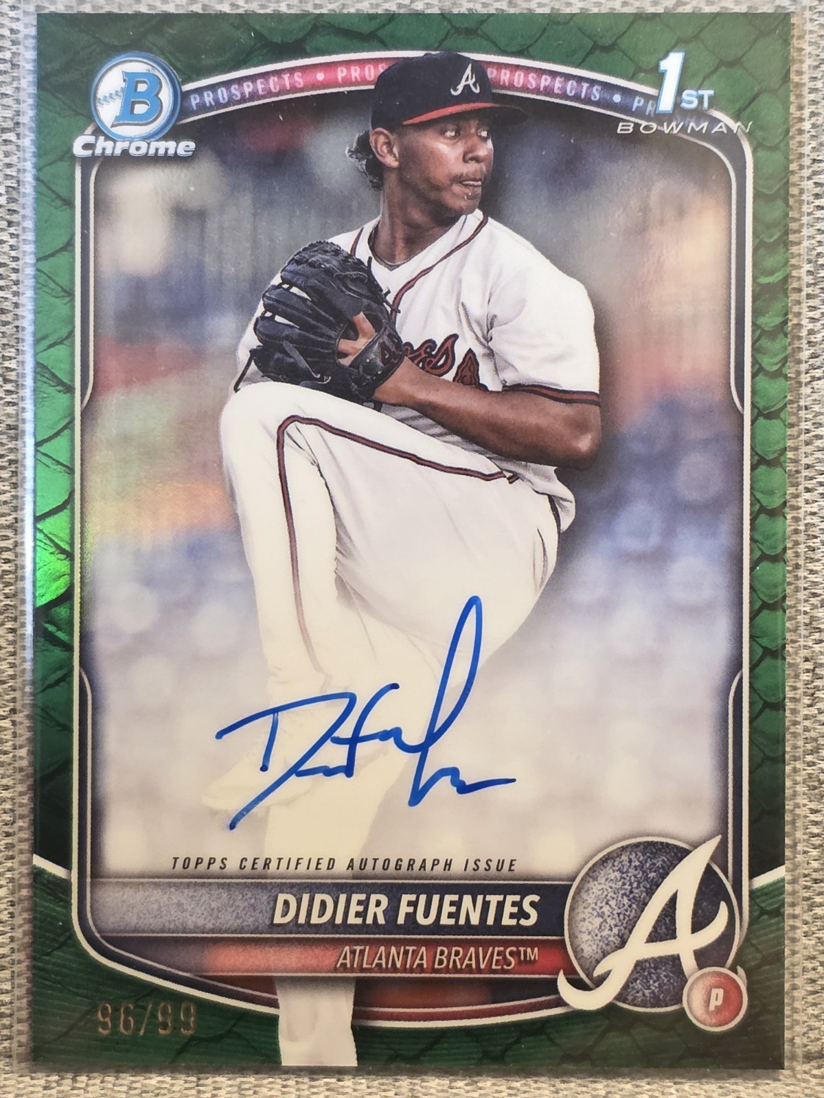 2025 Bowman Chrome Prospect Auto Didier Fuentes #CPA-DFU Green Reptilian /99 RC