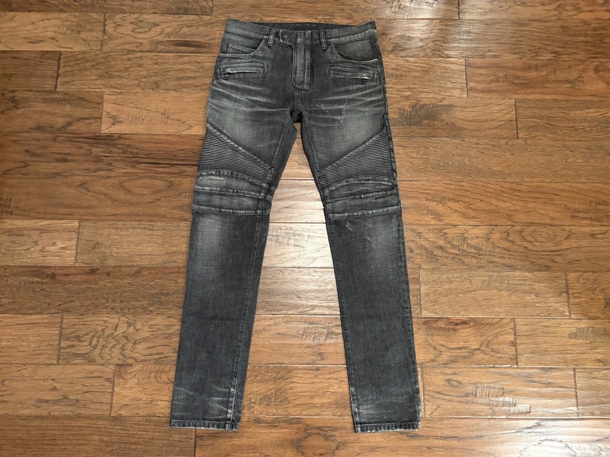 BALMAIN MADE IN JAPAN BIKER JEANS PANTS SZ 32 BLACK | eBay