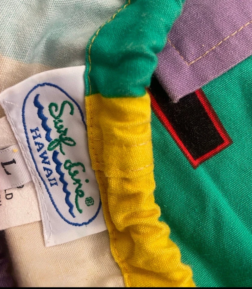 VTG 80s Surf Line Hawaii Original Jams World swim Shorts OVER PRINT L Vintage - Image 3 of 4