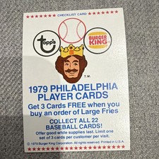 Topps 1979 Philadelphia Phillies Burger King Baseball Card Lot 22 Vintage MLB