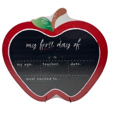 Office Depot First and Last Day of School Apple Chalkboard Sign 11x11 Red Black
