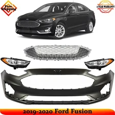 Front Bumper Cover Fascia & Grille Assembly Chrome Kit For 2019-2020 Ford Fusion