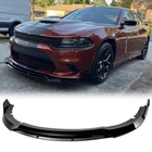 Front Bumper Lip Spoiler V2 Style Glossy For 2015-23 Dodge Charger SRT Scat Pack