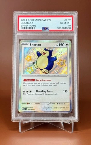 PSA 10 SHINY RARE Snorlax 202/091 SV: Paldean Fates Holo