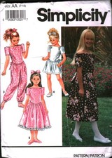 7746 Vintage Simplicity Sewing Pattern Girls 1990s Jumpsuit Romper Dress Spring