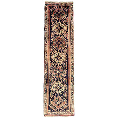 VINTAGE KAZAK LÄUFER HANDGEFERTIGT FLUR VINTAGE KAUKASISCHER TEPPICH CARPET 10'2'' x 2'7''