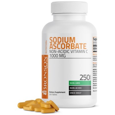 Bronson Sodium Ascorbate Non Acidic Vitamin C 1000 Mg 250 Count (Pack of 1)