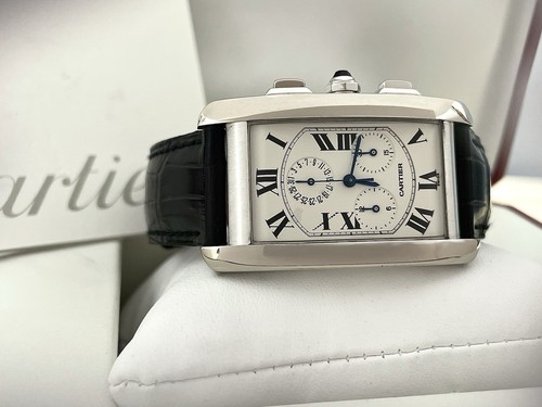 Cartier Tank Americaine 2312 ChronoReflex 18k White Gold 27x45...