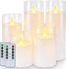 Homemory Pure White Flickering Flameless Candles, Battery Operated Acrylic LED P