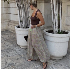 ZARA NWT 129 WOMAN SS25 ZW COLLECTION FLORAL BALLOON PANT MULTICOLORED 3285/007