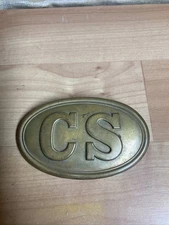 Confederate Soldier CS Brass Box Plate Loop Back Repro.