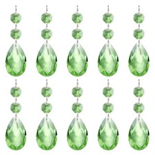 Teardrop Crystal Chandelier, 10 Pack 85mm Length Prisms Part, Light Green