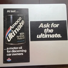 Vintage Original Amoco Ultimate 100% Synthetic Motor Oil 1980’s Gas Station Adv