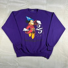 VTG Walt Disney World 25th Anniversary Sorcerer Mickey Sweatshirt Purple XL 90s