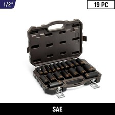 1/2"Drive 6-Point SAE Hi-Viz Deep Impact Socket Set (19-Piece)