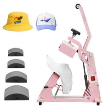 Hat Heat Press Machine for Caps Hat Press with 4pcs Platens for HTV Pink