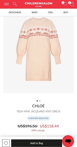 Chloe girls youth pink jacquard knit designer dress size 14 youth - Picture 15 of 17