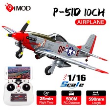 9IMOD P-51D RC Flugzeug 1/16 10CH Brushless HD Kamera 6-Axis Gyro 3D Flugzeug