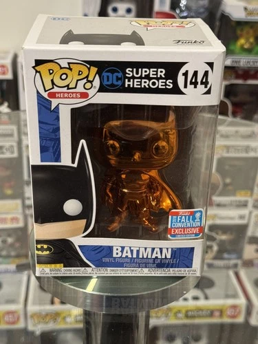 Funko Pop! 2018 NYCC DC Super Heroes Batman Orange Chrome Figure #144 ToyTokyo