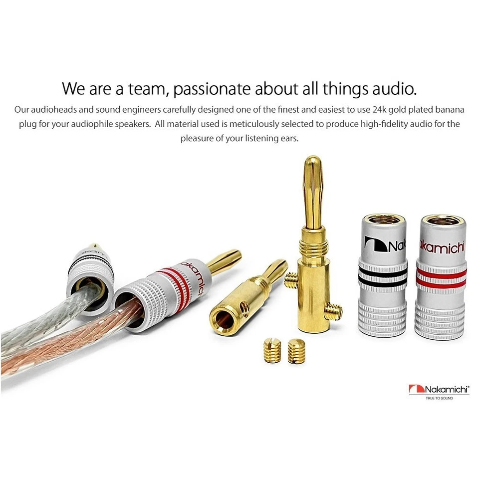 Nakamichi 24k Gold Plated 4mm Banana Plug Cable Audio Speaker Connector - Image 4 of 4