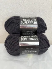 2 Skeins Poems Uno By Wisdom Yarns Superwash Wool Bulky 90 yds Color Black